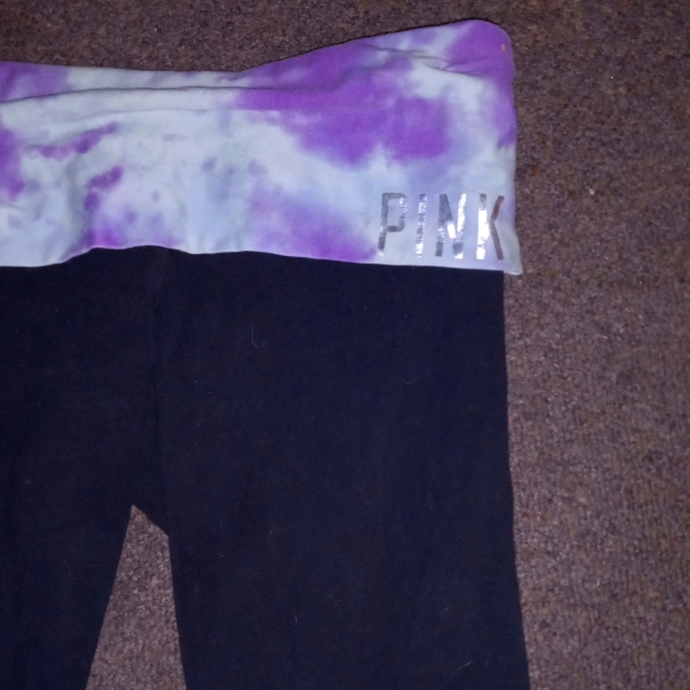 Vs pink tye die band yoga capris size medium
